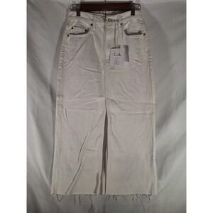 Pistola Alice White Denim Midi Skirt Raw Hem Front Slit Women's Size 26‎